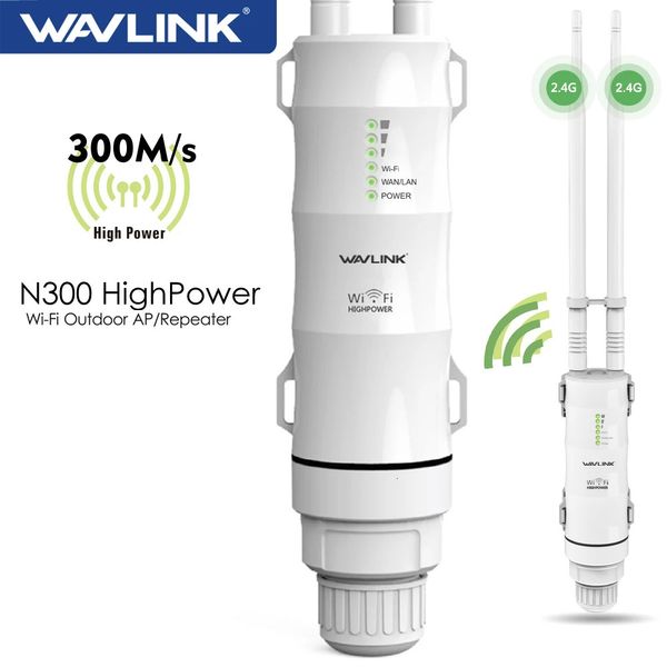 Wavlink yüksek güçlü 300ms kablosuz wifi tekrarlayıcı dış mekan 24g yönlendirici uzun menzilli genişletici poe kazanç antenleri 240424