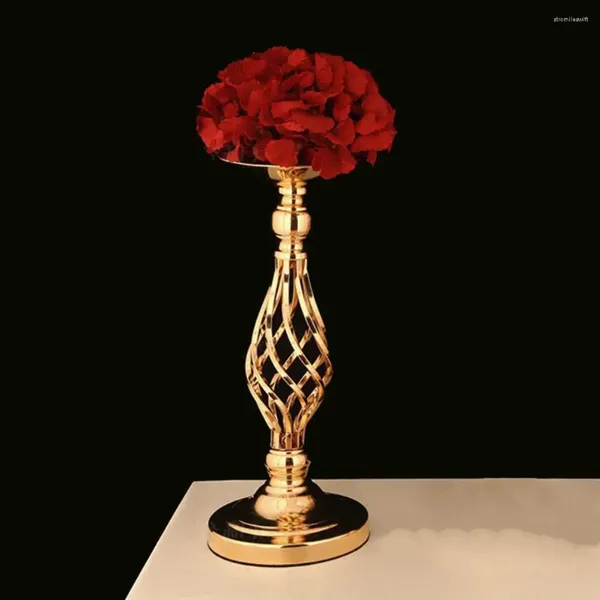 Titulares de vela 40cm Gold Silver Iron Holder Candlestick Flor Vase Table Peça central Evento Rack Decoração de casamento