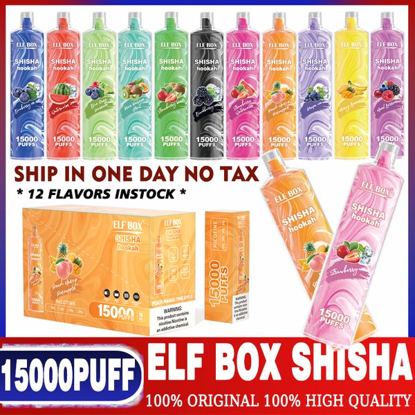 Elf Box Shisha 15000 sbuffi sigarette elettroniche usa e getta 12 gusti da 600 mAh batteria ricaricabile da 26 ml di baccello preimpostato kit vapore vapore di controllo a flusso d'aria vapme 12000 18000 20000