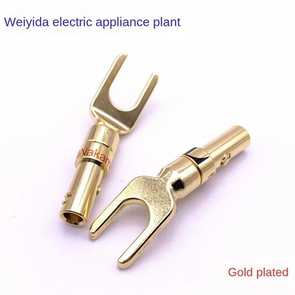 Taiwan mittlerer Kupfergold-Platten-Stecker Horndraht Y-Plug/U-Plug/Lautsprecher Kabel Gummigelenk