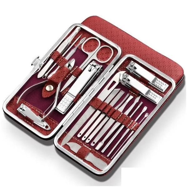 Kit per nail art Qmake 19 in 1 Set di manicure in acciaio inossidabile Kit Clipper professionale di strumenti di pedicure Inghiottuale di trimmernail Drop Otmoj