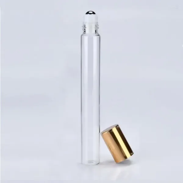 Garrafas de armazenamento 50pcs/lote atacado 8 ml roll em garrafa de petróleo de petróleo reciclável Recipiente de perfume desodorante tampa dourada pequena embalagem