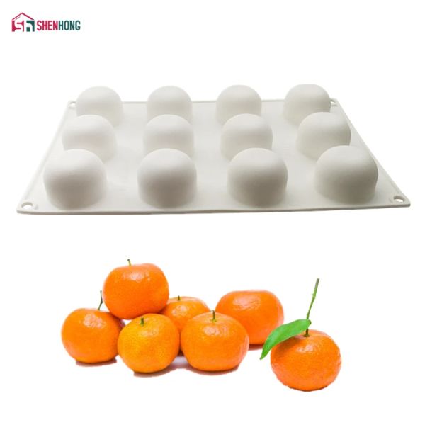 Stampi shenhong 12 fori arancione dessert silicone torta stampo per cottura stampo da fondente mousse panoramica cioccolatini cioccolatini