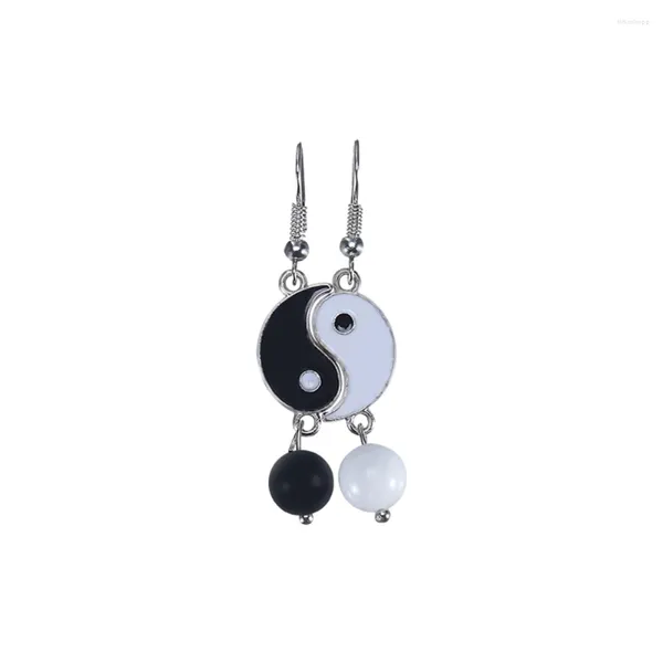 Brincos de garanhão pérola da moda yin yang tai chi para homens homens estilo chinês metal stone natural party jóias acessórios presentes