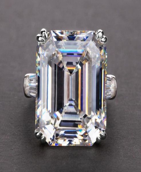 Jóias de luxo exclusivas Real 925 Sterling Silver Emerald Cut Garge Pink Sapphire CZ Diamond Promise Party Princesa Mulheres Ban6020194
