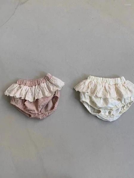 Shorts verão bebê menina fofa ponto pp infantil renda bordada princesa algodão criança roupas casuais 0-24m