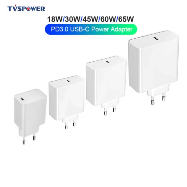 Chargers QC3.0 PD18W 30W 45W 60W 65W Wall Charger USBC Power Adapter для MacBook Xiaomi USBC Ноутбук для iPhone 11 13 14 iPad Galaxy S10