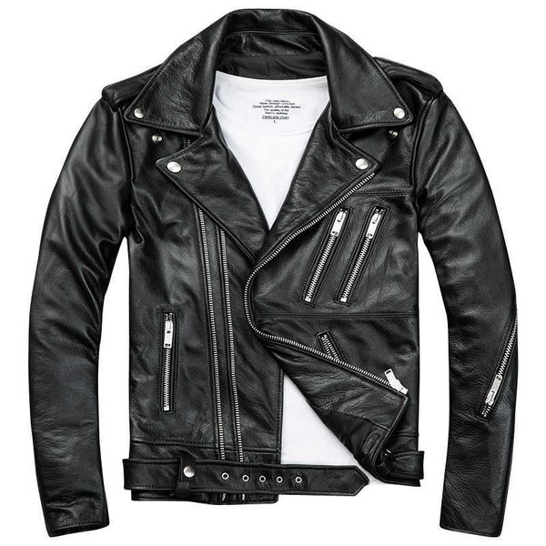 Jaquetas de couro de moto de moto Black Black Black Jackets Double Diagonal Zipper Cowel