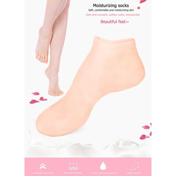 Tool 2pcs Silicone Foot Care Meias hidratantes meias de gel elástico Cuidado com a pele rachada