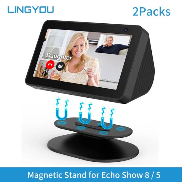 Аксессуары 2Packs Lingyou Magnet Регулируемая поворотная подставка для Amazon Echo Show 8 5 1 -й 2 -й с антислипной основой к хорошему просмотру/угла камеры