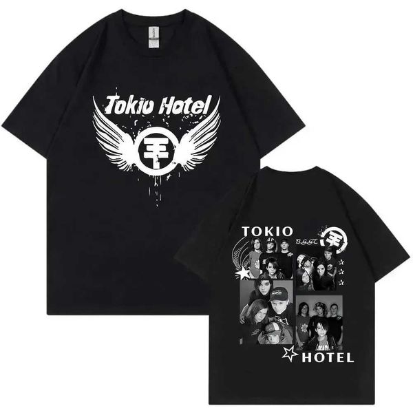 Herren-T-Shirts Rockband Tokio Hotel Kaulitz bedrucktes T-Shirt-Baumwoll-T-Shirt-Trend kurzärmelig T-Shirt Herren Hip Hop Street T-Shirt J240426