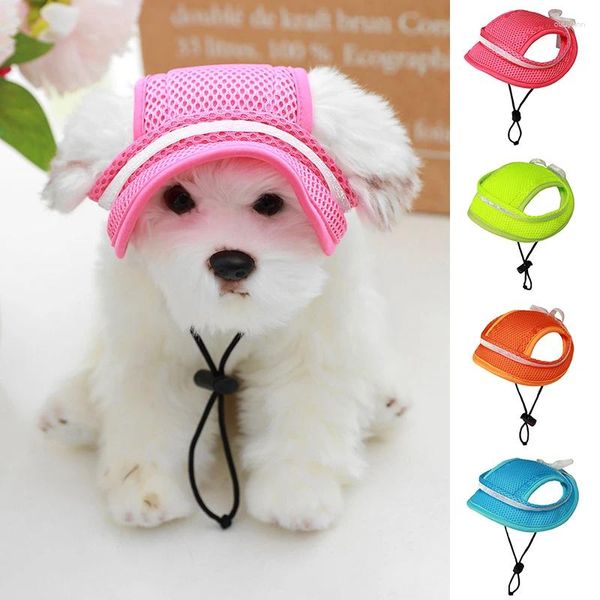 Hundekleidung Gurt Bug Leck Ohr Haustier Prinzessin Hut Mesh Sunhat atmungsaktiven Schatten Verstellbarer Baseballkappe Kopfbedeckung