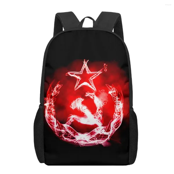 Bolsas escolares da União Soviética URSS Bandeira Padrão Crianças para meninas meninos Adolescentes Backpacks Kids Satchel Student Book Bag