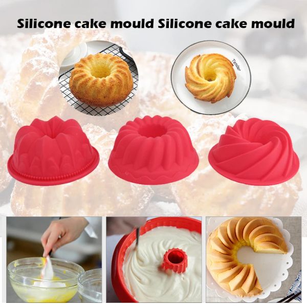 Schimmelpilze 6 Zoll Savarin Kuchenform Food Grade Silikon Backform Haushalt gedämpftes Küchenbackbacken Chiffon Kuchen Backwerkzeug für Kuchen