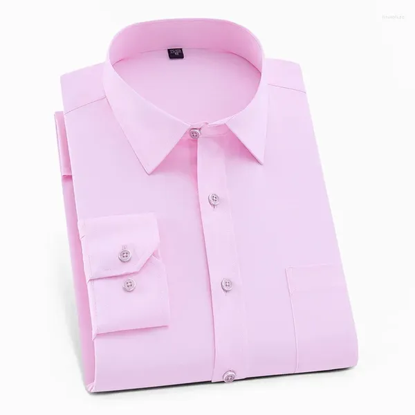 Camisas de vestido masculinas mass fofos rosa -de -rosa colar camisa social masculino casual negócio de manga longa top slim fit meninos grandes