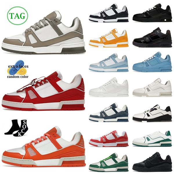 Sapatos Brand de luxo masculino Mulheres planas tênis de borracha Soaskers plataformas Red White laranja preta verde og tênis de vestido original Chaussures Designer Sapato de couro Dhgate