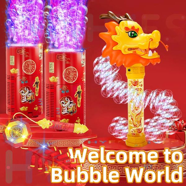 Automatische Bubble Machine Set Trendy Fireworks Bubble Maker mit Blitzlichtern für Erwachsene Kinder Festivaljahr Geschenke Blasenspielzeug 240425