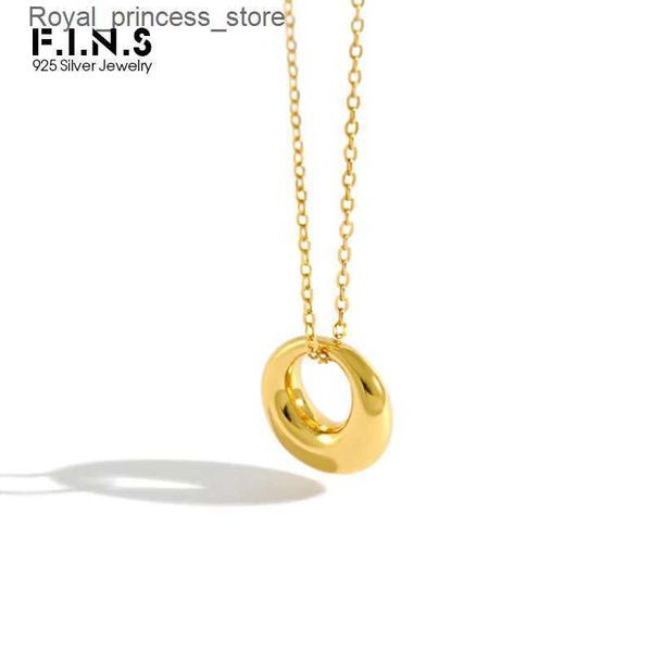 Anhänger Halsketten F. I.N.S S925 Sterling Silber modische geometrische kleine runde Halskette für minimalistische exquisite Schmuck aus Frauen Q240426 geeignet