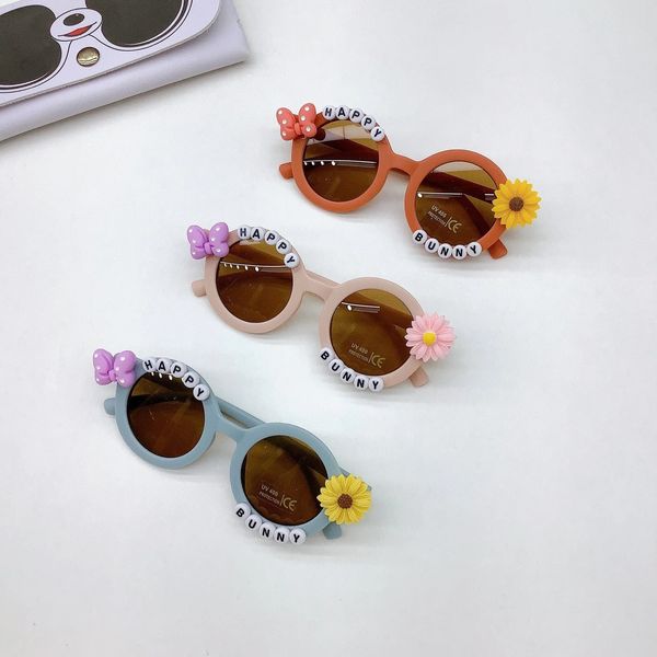 Вогнутый цветок милые детские солнцезащитные очки для мальчиков и очков для мальчиков и девочек 240419
