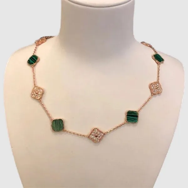 Şık tasarımcı kolye kadınlar vintage 10 elmas kaplamalı altın yonca kolyeler mücevher kadın popüler kadın zinciri kolye nişan zh219 b4