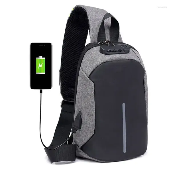 Студенческая сумка для плеча USB -зарядка Man Crossbody K5DA