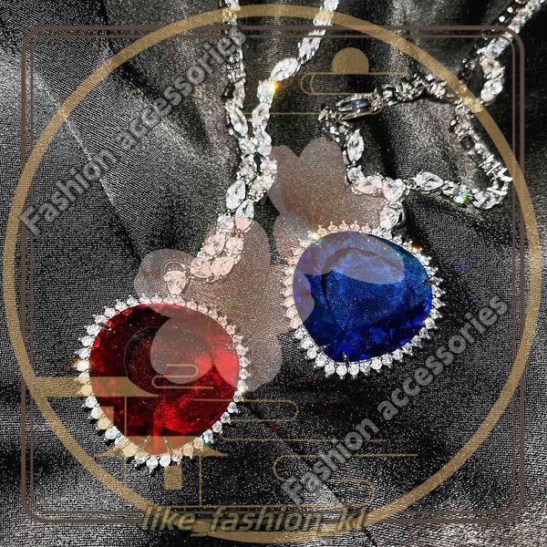 Cuore titanico rosso blu giada delle collane oceaniche per donne romantiche catena di cristallo a pendente di San Valentino Gioielli Regalo 660