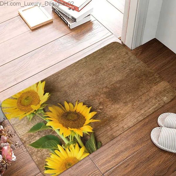 Carpet Sunflower Impresso Tapete do chão Banheiro deslizante quarto casa cozinha de cozinha personalização q240426
