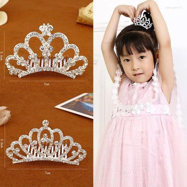 Başlıklar Çocuklar Mini Kronlar Saç Cryt Crystal Bridal Prenses Kadın Kız Rhinestone İnci Saçkop Düğün Tiara Aksesuarları