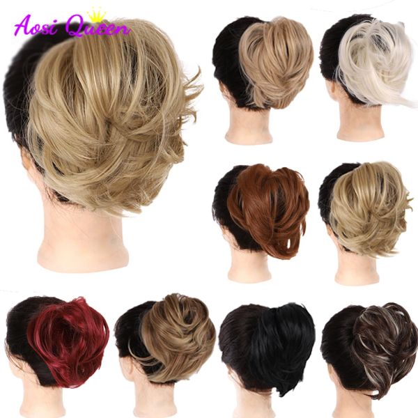 Chignon olarak sentetik chignon dağınık scrunchies elastik bant saç çörün