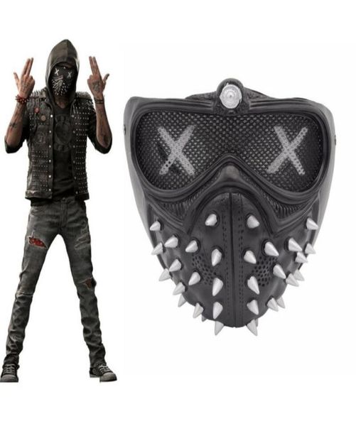 Oyun İzle Köpekler 2 WD2 Maske Marcus Marcus Anahtar Cosplay Perçin Yüz Maskesi Yarım Yüz PVC Maske Partisi Cosplay Props Korku Bekçisi6075209