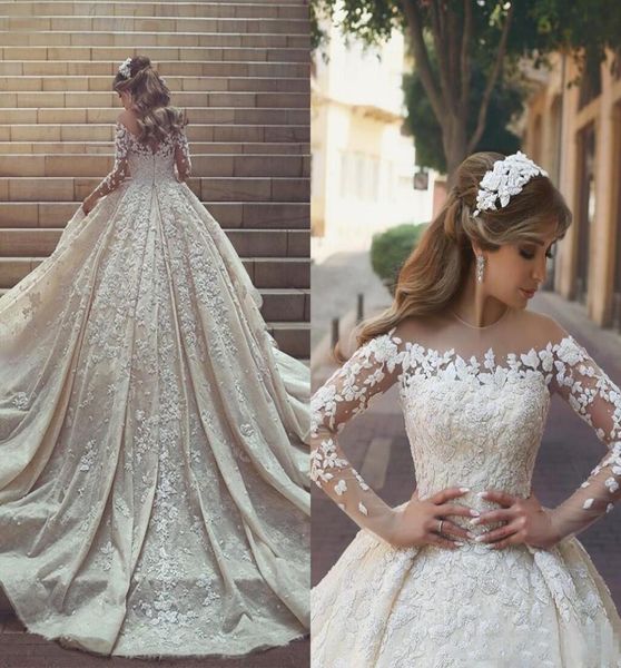 2019 Abiti da sposa di gioiello di alta qualità del nuovo designer Abito da sposa Abiti da sposa a maniche lunghe di maniche lunghe 6075323