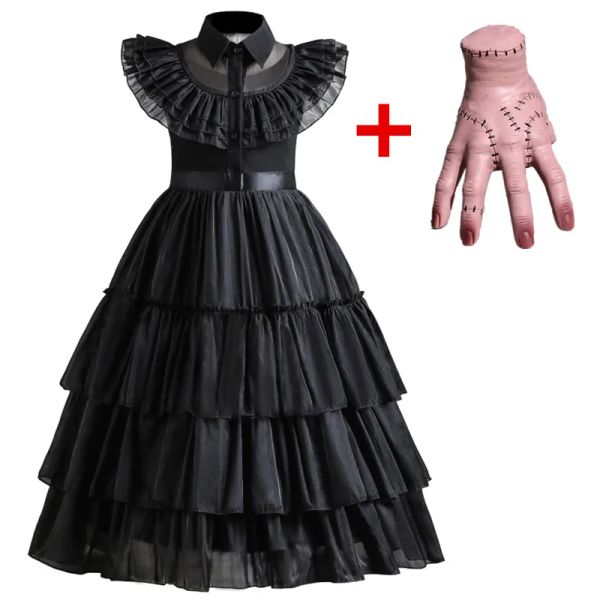 Badebekleidung Mittwoch Prinzessin Kostüm Girl Cosplay KIND KINDER KIND MITTEL MITTEL Schwarze Gothic Winds Kleider Halloween Carnival Party Kostüme