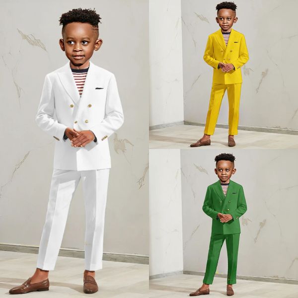 Terno meninos terno de 2 peças de casca de peças Definir novo casamento com peito duplo Slim Fit Kids Size formal de tamanho personalizado Roupas de blazer