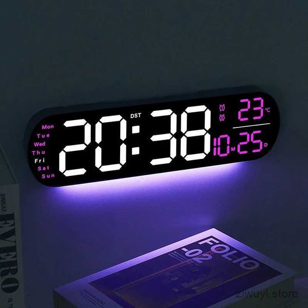 Masa Tablosu Saatleri LED Duvar Saati Dijital Büyük Ekran Sıcaklık Nemini Görüntüle Elektronik Çalar Saat Uzaktan İzle Saatler Duvar Ev Dekor
