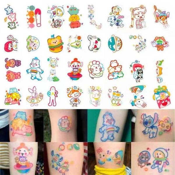 Tatuagem Transferência de tatuagem 30pc/lote desenho animado pequenos adesivos de tatuagem Conjunto de crianças femininas impermeável