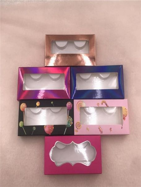 2050pc Whole Paper Lash Box Blue Pink Farbe Weiche leere Wimpern Verpackung2472113