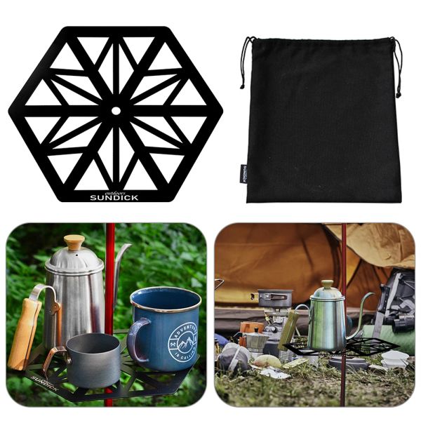 Werkzeuge Sunddick im Freien im Outdoor -Stangentisch, tragbare runde Regenschirm -Stangentische, Lampenstangenhalterhöhle, Kaffee -Teekannen -Tassen Drinkhalter