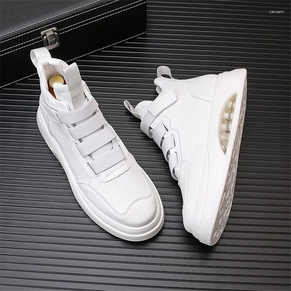 Lässige Schuhe weiße Leder Herren Mode -Sneaker hohe Topshöhe Zunahme Zapatillas Hombre