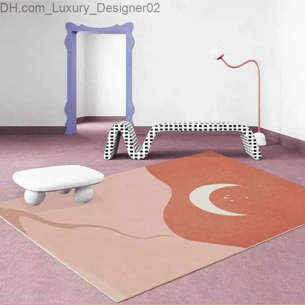 Carpet Modern Minimalist Living Sala Decoração Pluxus Morandi Home Home lavável Armador grosso Mat Q240426