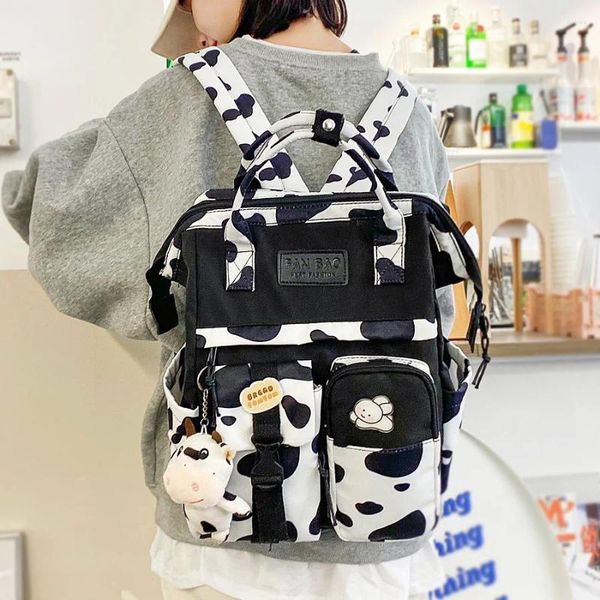 Zaino in stile tanello di moda stampare donne sacchetti di scuole impermeabili nere per adolescenti per ragazze laptop per laptop kawaii da donna