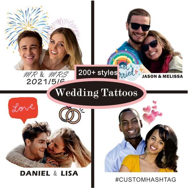 Tatuagem Transferência de tatuagem WP Casamento personalizado Tattoo Tattoo adesivo Basta enviar uma foto e nós fizemos os designs que você deseja tatuagem de casal fácil para fazer 240427