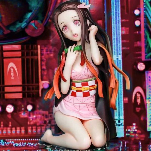 Actionspielzeug Abbildungen 12 cm Kamado Nezuko Hot Anime Charakter statischer Dämon Slayer Model Dolls Spielzeuggeschenk Sammeln Sie Undringable Ornamente Kawaii Girl Figur Y240425lakn