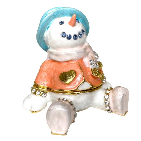 Skulpturen Metall Schneemann Schmuck Kiste Kristalle Figur sammelbar handbemalte Schmuck Aufbewahrung Hülle Home Decor Weihnachten Thema Lady's Geschenk