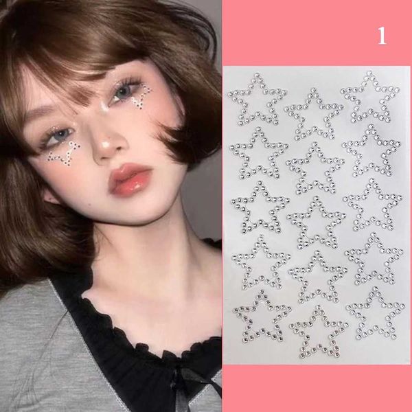 Tattoo Transfer 3D Face Jewelry Love Stickers Diamond Face Body Rhinestones Stary Star Eye Makeup Drill Fake Tattoo Party Festival Makeup 240426