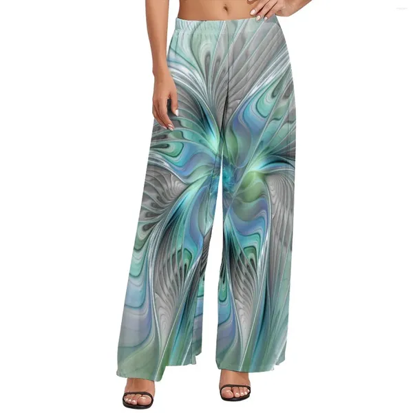 Pantaloni da donna blu farfalla verde farfalla astratta stampa animale wide wid wide wid oversize beach works slip sliter