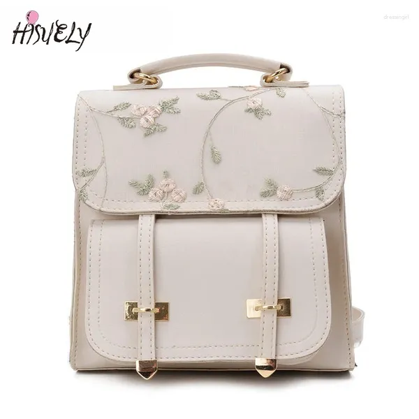 Backpack Style Hisuely Fashion School Girls Girls de alta qualidade Mulheres da bolsa de ombro de bordado floral Design de design de bordado