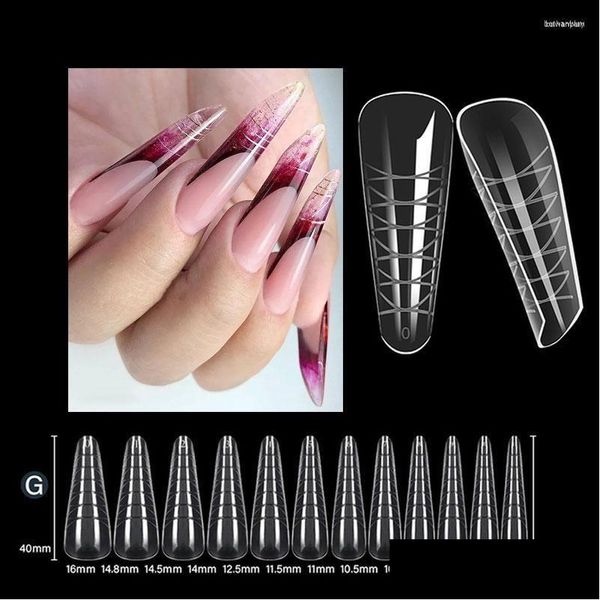 False unhas 120pcs amêndoa russa Duas Dicas de molde de gel de construção rápido Sistema de unhas FLE Extensão superior entrega OT5m8