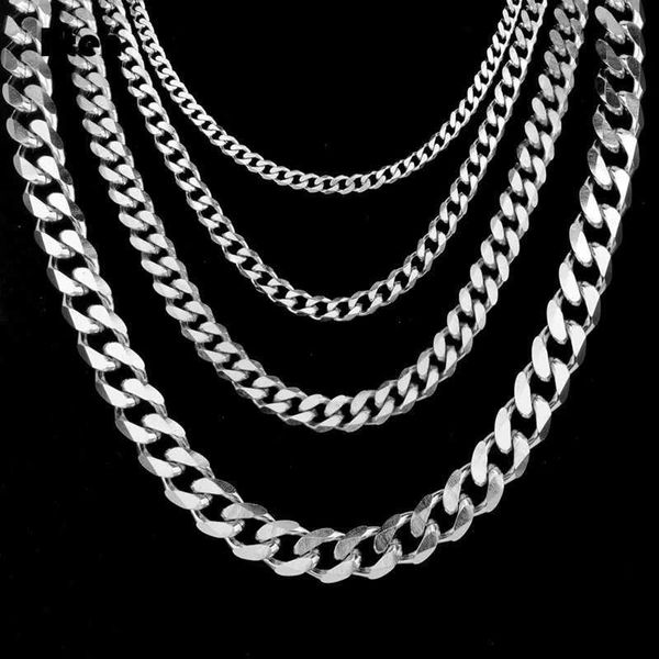 Strands Bten Curb Cuban Mens Collese Chain в золоте черная серебряная из нержавеющая сталь, подходящая для мужских модных украшений 3/5/7/9/11 мм 240424