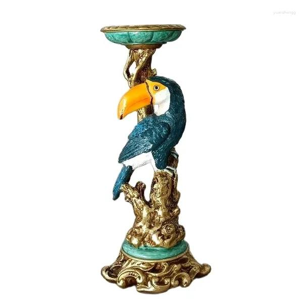 Держатели свечей классическая стойка Toucan Decorative Rasin Пьедестал Пьедестал Свеча Домашняя Птица Фигура Домашняя Оборудование