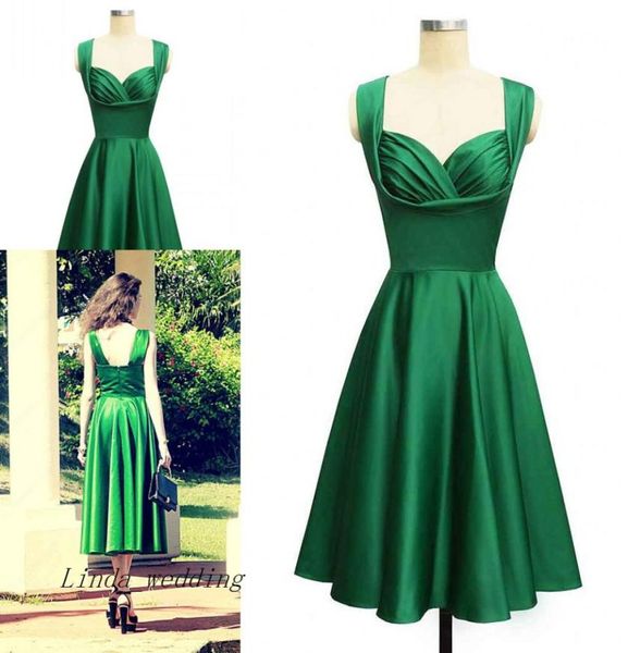 Vintage 1950039S Elegance Emerald Green Doctahl Press Высококачественное платье с настоящим PO чаем для вечеринки и платье Homecomming 5393023